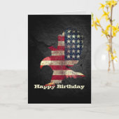 Vlag en Bald Eagle Birthday Kaart (Gele Bloem)
