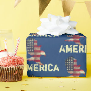 Vlag en Bald Eagle met Amerikaanse tekst Cadeaupapier