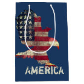 Vlag en Bald Eagle met Tekst Medium Cadeauzakje (Voorkant)
