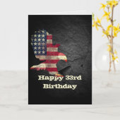 Vlag en Bald Eagle voor 33e verjaardag Card Kaart (Gele Bloem)