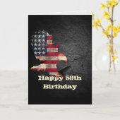 Vlag en Bald Eagle voor 58e verjaardag Kaart (Gele Bloem)