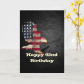 Vlag en Bald Eagle voor 62e verjaardag Card Kaart (Gele Bloem)