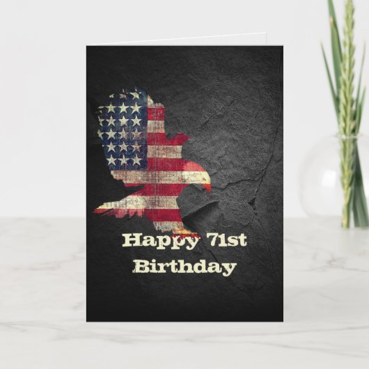 Vlag en Bald Eagle voor 71e verjaardag Kaart (Voorkant)