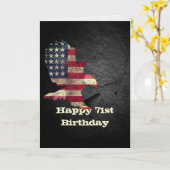 Vlag en Bald Eagle voor 71e verjaardag Kaart (Gele Bloem)