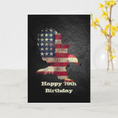 Vlag en Bald Eagle voor 79e verjaardag Kaart (Gele Bloem)