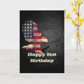 Vlag en Bald Eagle voor 81e verjaardag Kaart (Gele Bloem)