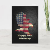 Vlag en Bald Eagle voor 89e verjaardag Kaart (Voorkant)