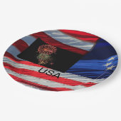 Vlag en brand in de Verenigde Staten Papieren Bordje (Gekanteld)