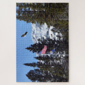 Vlag en Eagle met Berg op de achtergrond Legpuzzel (Verticaal)