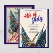 Vlag en Eagle Patriotic 4th of July Cookout Party Kaart (Voorkant / Achterkant)