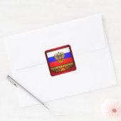 Vlag en embleem van de Russische Federatie Vierkante Sticker (Envelop)