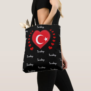 Vlag en hart van Turkije, mode van de Turkse vlag/ Tote Bag