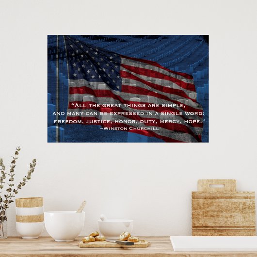 Vlag en hoofdstenen - citaat van Churchill Poster (Keuken)