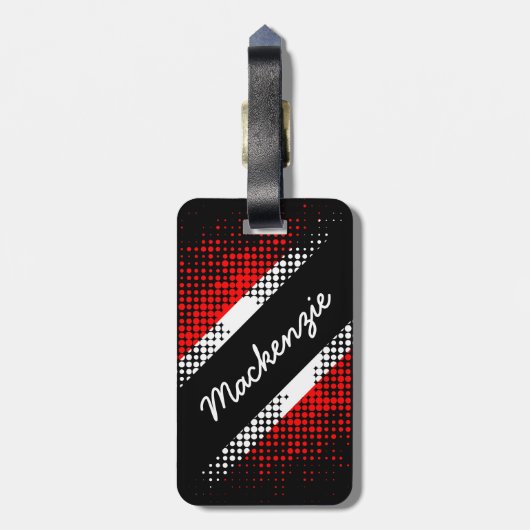 Vlag en JOUW NAAM van Trinidad en Tobago Dot Patte Bagagelabel (Achterkant verticaal)