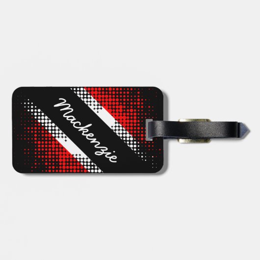 Vlag en JOUW NAAM van Trinidad en Tobago Dot Patte Bagagelabel (Achterkant horizontaal)