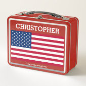 Vlag en Jouw naam VS en aangepaste tekst rood (Voorkant)