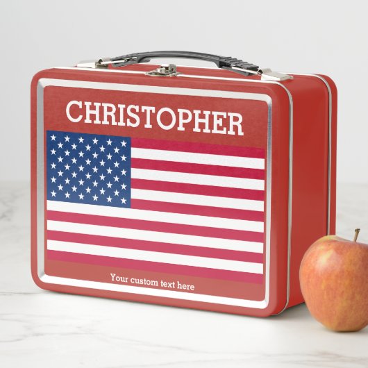 Vlag en Jouw naam VS en aangepaste tekst rood (In situ)