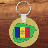 Vlag en kaart van Andorra Sleutelhanger (Voorkant)
