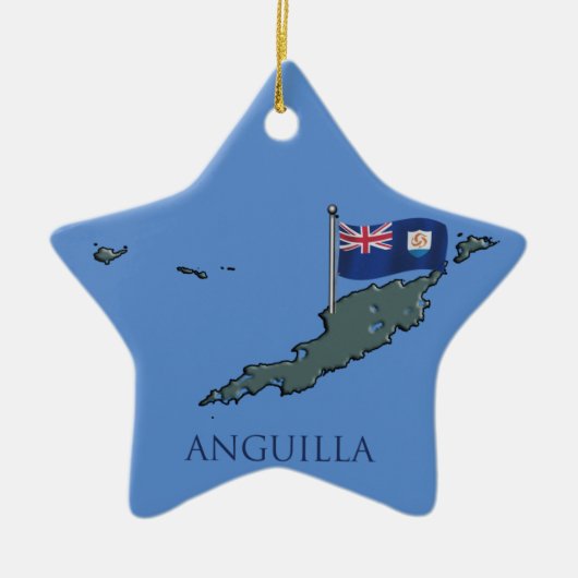 Vlag en kaart van Anguilla Keramisch Ornament (Voorkant)