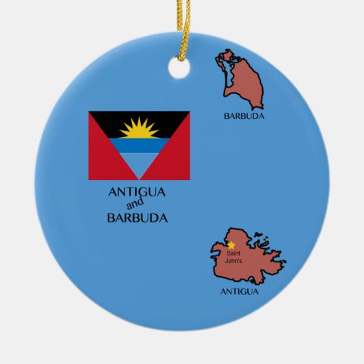 Vlag en kaart van Antigua en Barbuda Keramisch Ornament (Voorkant)