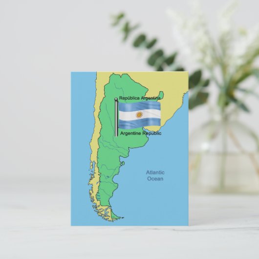 Vlag en kaart van Argentinië (Staand voorkant)