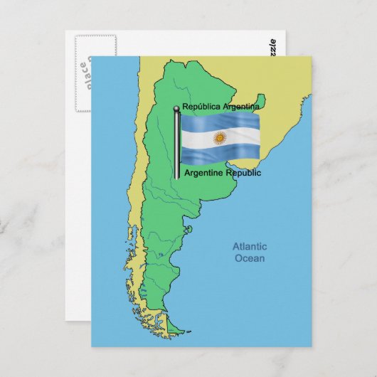 Vlag en kaart van Argentinië (Voorkant / Achterkant)