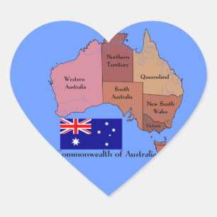 Vlag en kaart van Australië Hart Sticker