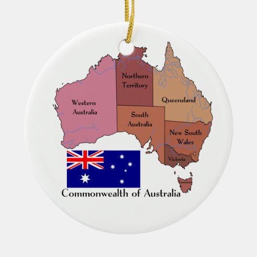 Vlag en kaart van Australië Keramisch Ornament (Voorkant)