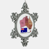 Vlag en kaart van Australië Tin Sneeuwvlok Ornament (Links)