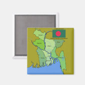 Vlag en kaart van Bangladesh Magneet (Voorkant / Achterkant)