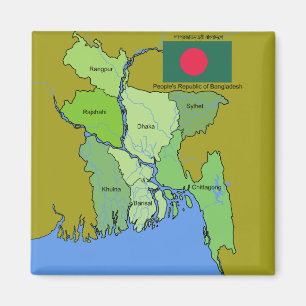 Vlag en kaart van Bangladesh Magneet
