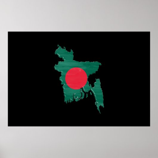 vlag en kaart van Bangladesh Poster (Voorkant)