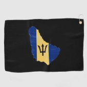 vlag en kaart van Barbados Golfhanddoek (Horizontaal)