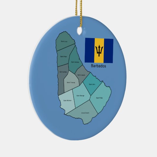 Vlag en kaart van Barbados Keramisch Ornament (Rechts)