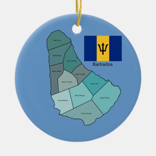 Vlag en kaart van Barbados Keramisch Ornament (Voorkant)