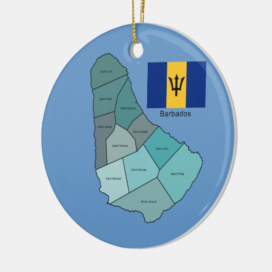 Vlag en kaart van Barbados Keramisch Ornament (Links)
