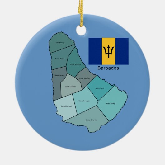 Vlag en kaart van Barbados Keramisch Ornament (Achterkant)