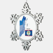 Vlag en kaart van Belize Tin Sneeuwvlok Ornament (Rechts)
