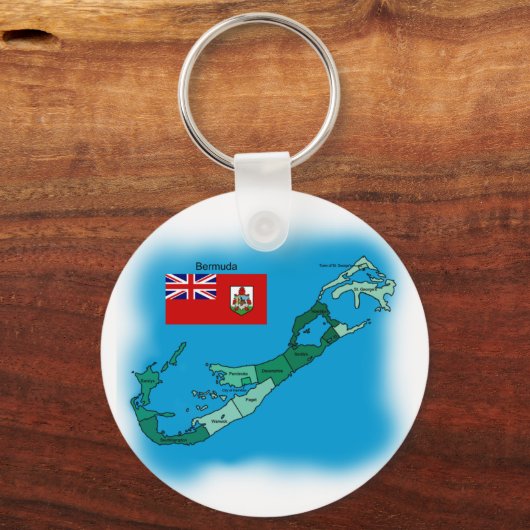 Vlag en kaart van Bermuda Sleutelhanger (Voorkant)