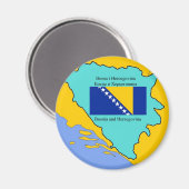 Vlag en kaart van Bosnië en Herzegovina Magneet (Voorkant / Achterkant)