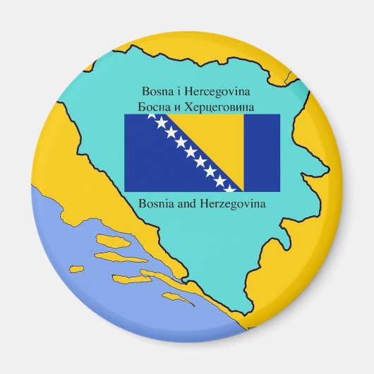 Vlag en kaart van Bosnië en Herzegovina Magneet (Voorkant)