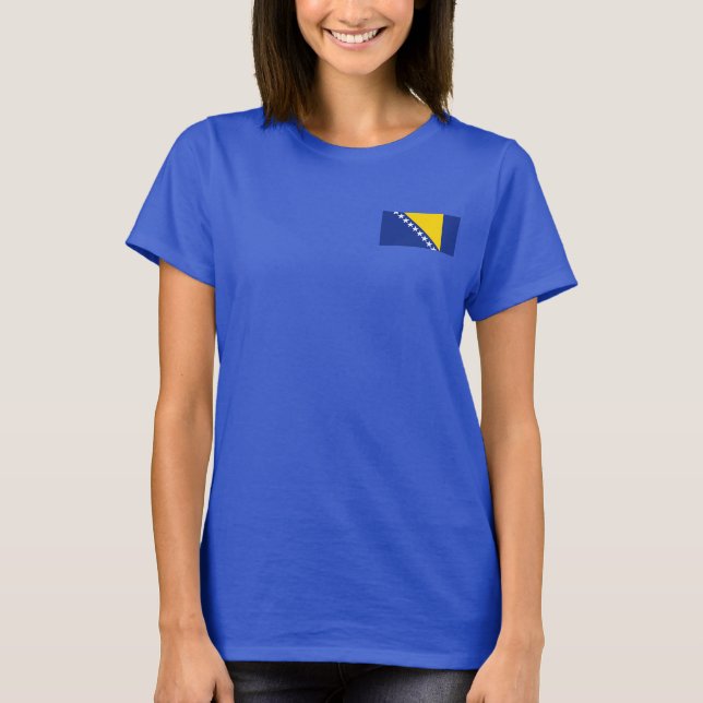 Vlag en kaart van Bosnië en Herzegovina: T-Shirt (Voorkant)