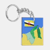 Vlag en kaart van Brunei Sleutelhanger (Voorkant Links)