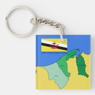 Vlag en kaart van Brunei Sleutelhanger