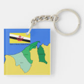 Vlag en kaart van Brunei Sleutelhanger (Achterkant)