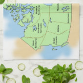 Vlag en kaart van Canada Theedoek (Gevouwen)