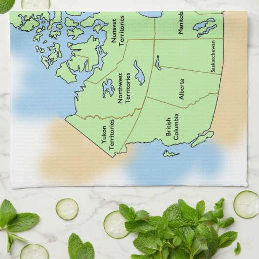 Vlag en kaart van Canada Theedoek (Gevouwen)