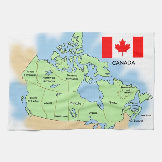 Vlag en kaart van Canada Theedoek (Horizontaal)