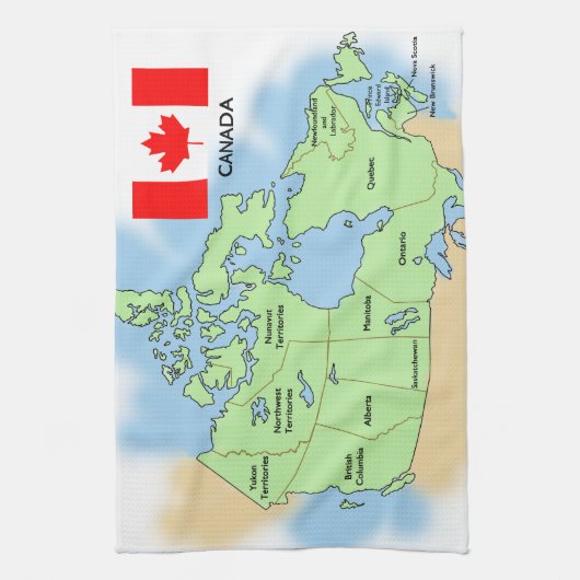 Vlag en kaart van Canada Theedoek (Verticaal)