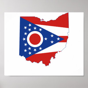 Vlag en kaart van de Ohio-staat Poster